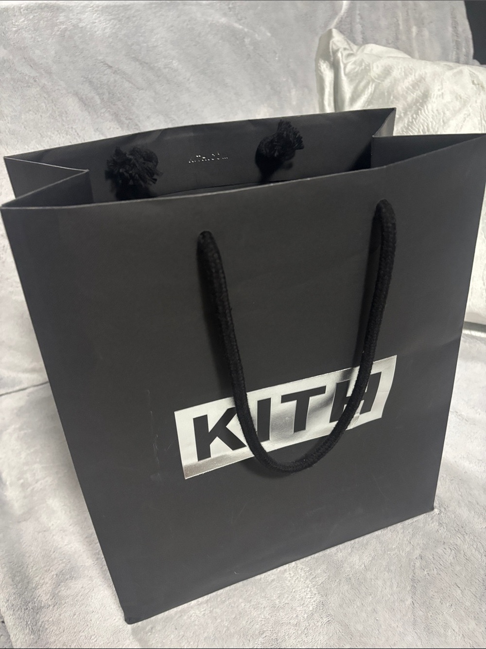 Kith Black Paper Gift Bag with Silver Logo